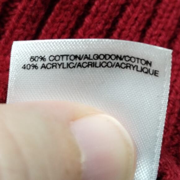 Anne Klein Size XL Red Cable Knit Jeweled Rhinestone Button Up Cardigan Sweater - Picture 7 of 7